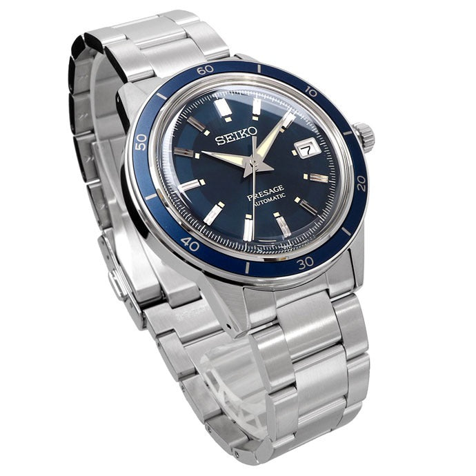 Seiko Presage Style60's Automatic Blue Dial Silver Steel Strap Watch for Men - SRPG05J1 - Image 2